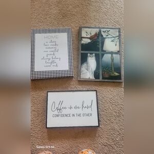 Charming Cat and Cardinal Wall Art Set $5 Each Picture